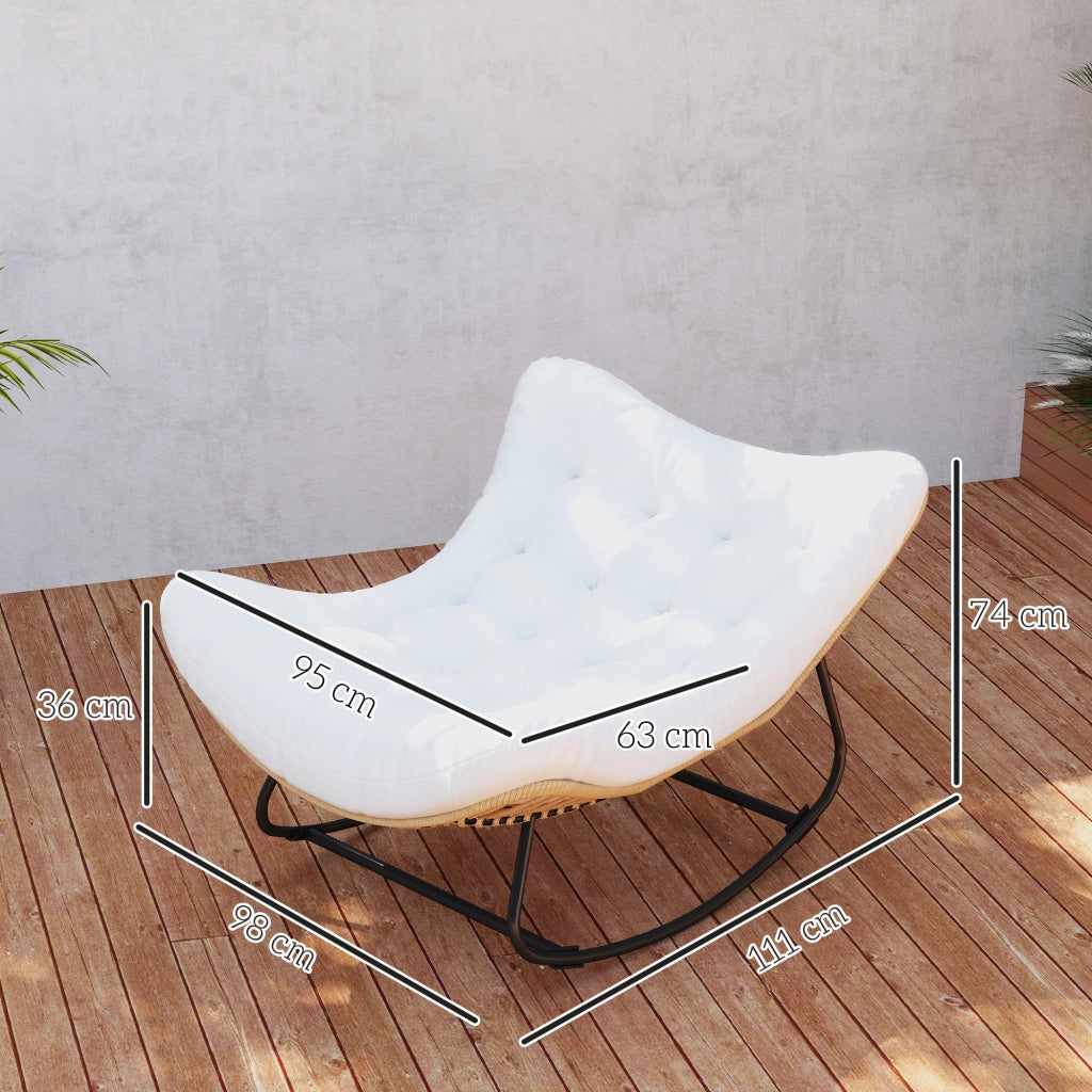 Poltrona a dondolo da giardino ¨C zephmum ¨C crema 98x111x74 cm
