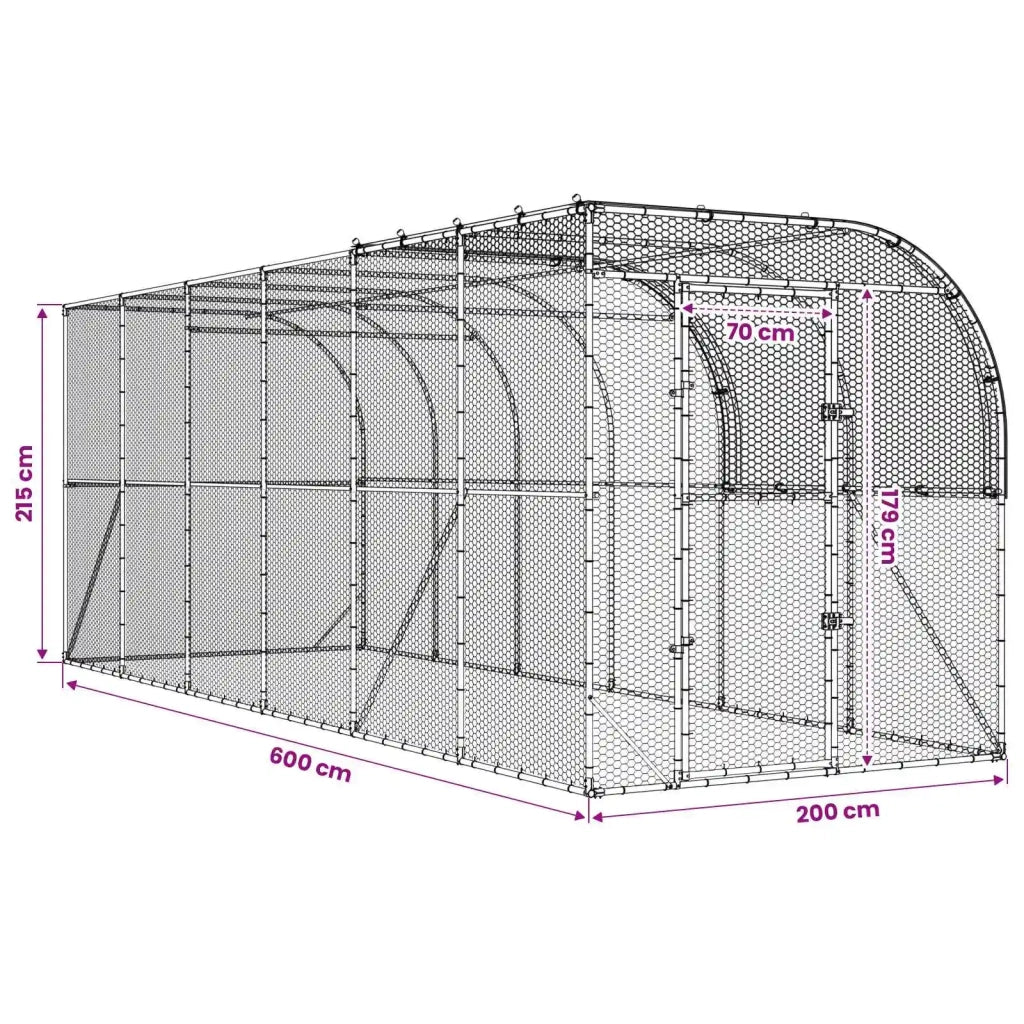 Gabbia per Polli Contro il Muro Argento 600 x 200 x 215 cm 3434742