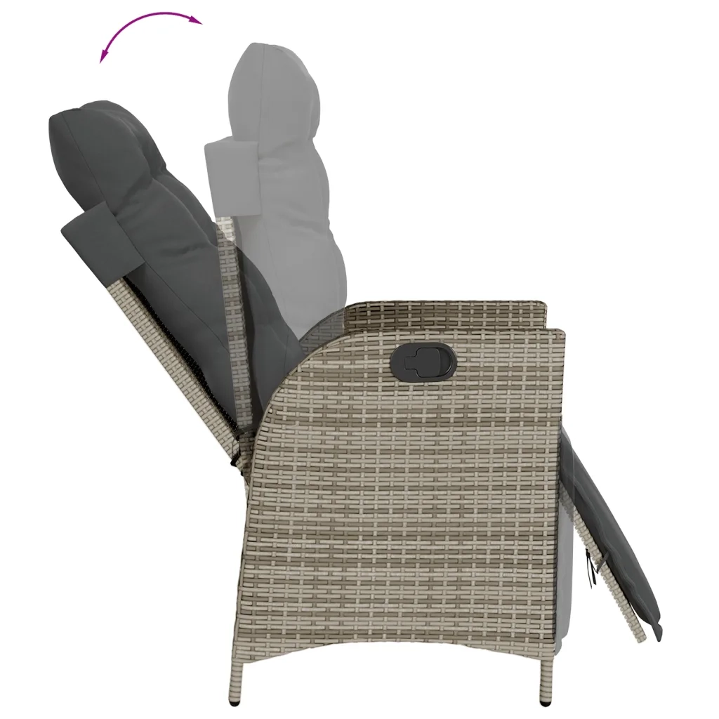 Sedia Reclinabile da Giardino con Poggiapiedi Grigia Polyrattan 365283