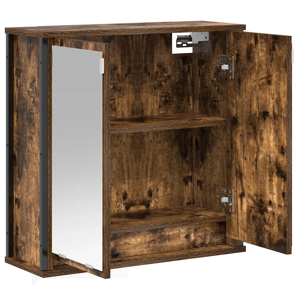 Pensile da Bagno con Specchio Rovere Fumo 60x21x60 cm 861899
