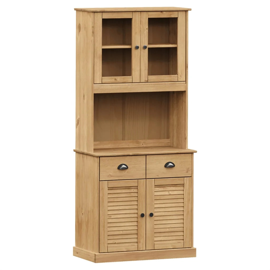 Buffet credenza cassettiera armadio mobile contenitore organizer cucina soggiorno salotto alto 78 x 40 x 175 cm legno di pino massiccio marrone 02_0035658