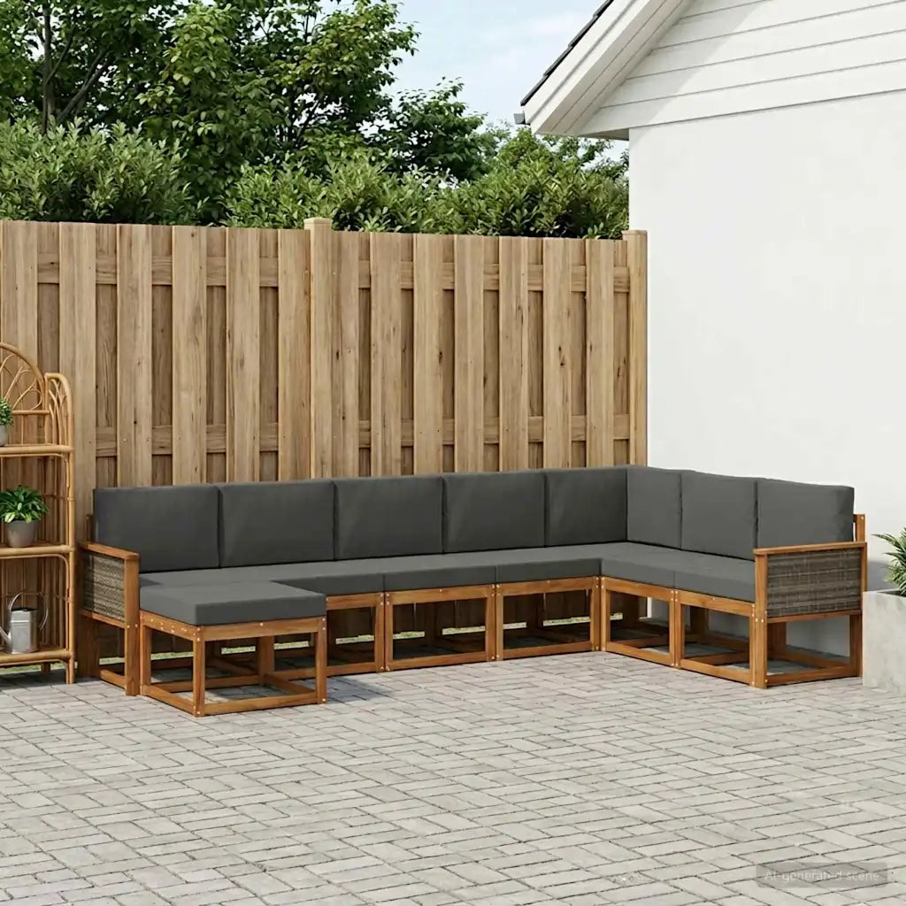 Set di divani da esterno con cuscino 8 pcs Naturale e Antracite 3385448