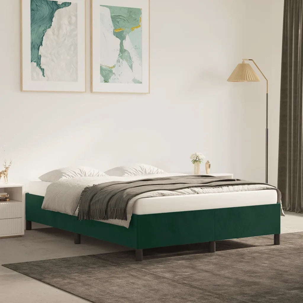 Giroletto senza Materasso Verde Scuro 140x200 cm in Velluto 347327