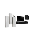 Set di mobili da soggiorno design collezione SWITCH III. Colori bianco e nero lucido.