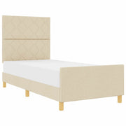 Letto singolo | Letto per adulti | Struttura del letto con testiera Crema 100 x 200 cm Tessuto