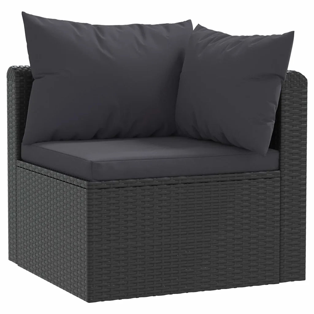 Set Divani da Giardino 7 pz con Cuscini in Polyrattan Nero 46552