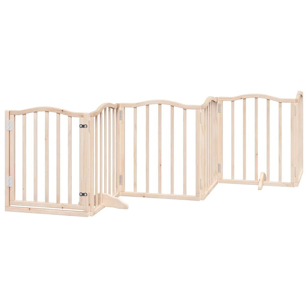 Cancelletto di sicurezza per animali domestici porta pieghevole 15 pannelli legno di pioppo marrone 02_0023199