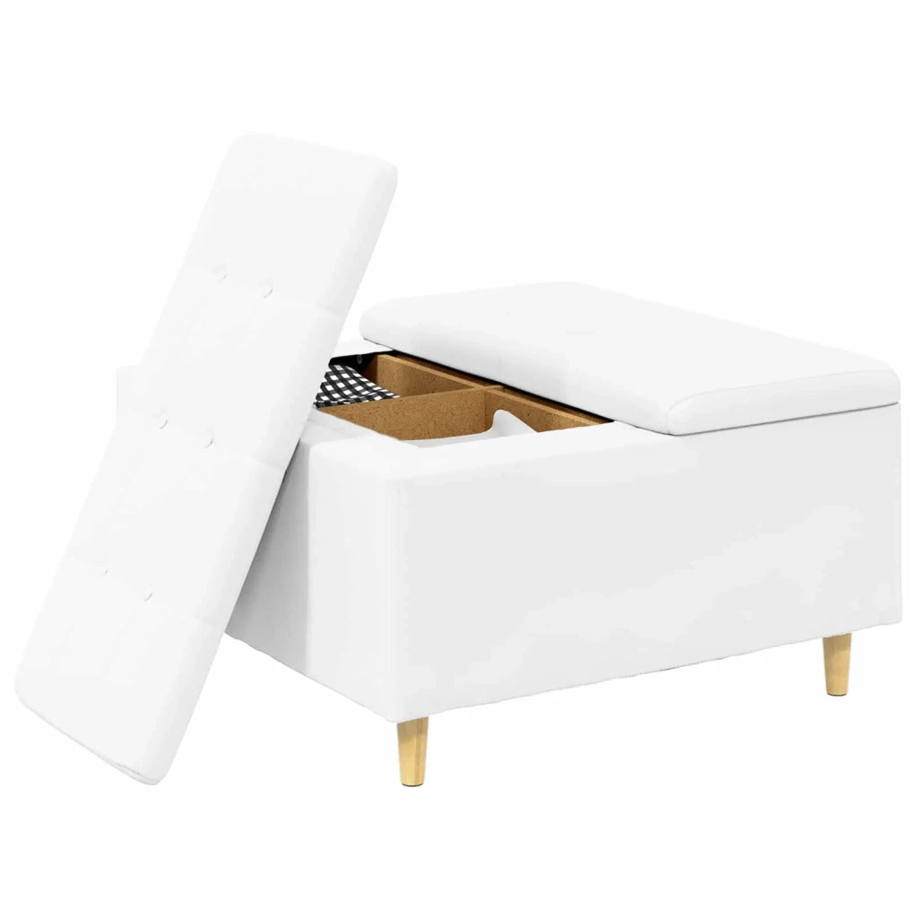 Pouf contenitore Bianco 80 x 80 x 45 cm Pelle sintetica 876847