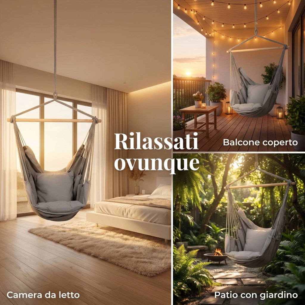 Marvin Amaca Poltrona Sospesa da Giardino Qatar Patio Sedia a Dondolo Seduta Imbottita con cuscini, da Appendere  Grigio