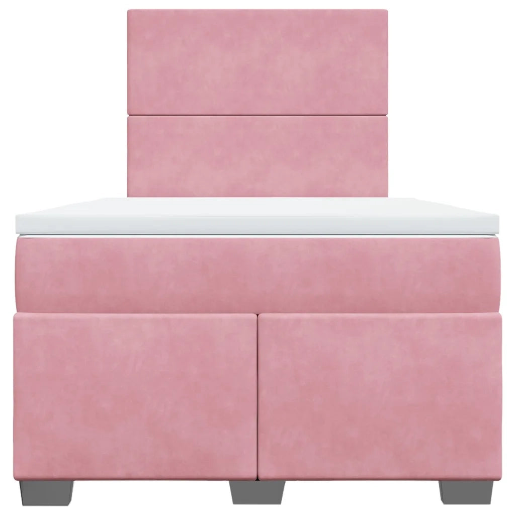 vidaXL Giroletto a Molle con Materasso Rosa 120x190 cm in Velluto