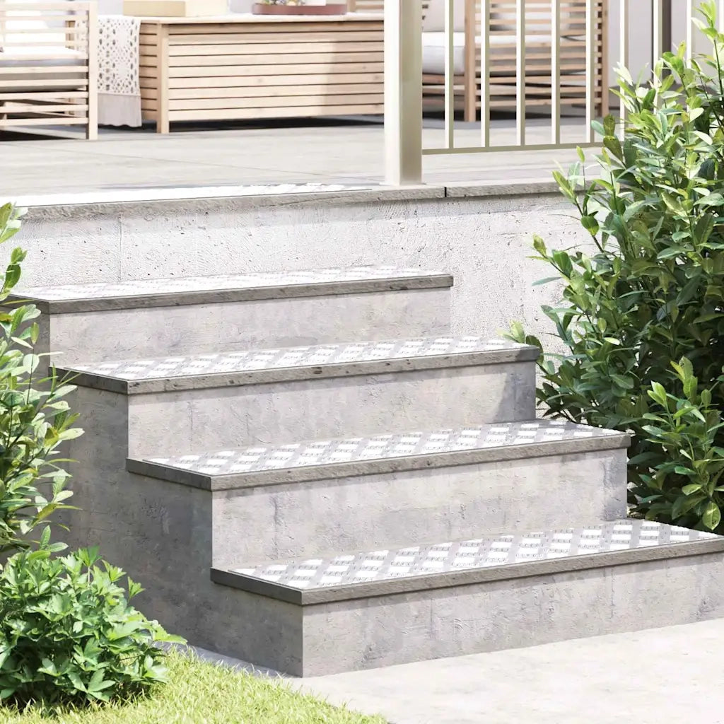 Gradini per Scale 4 pz | Tappetini per scale autoadesivi Argento 100 x 25 cm Alluminio