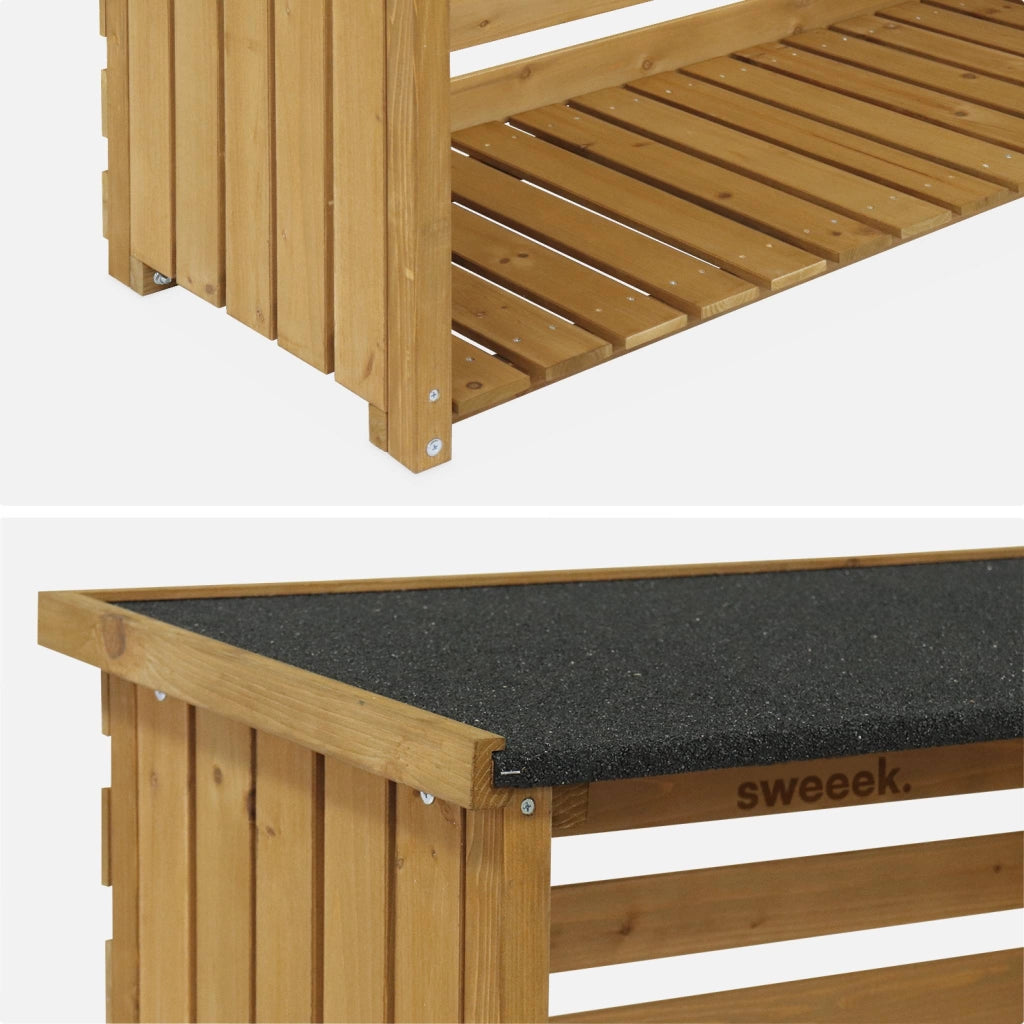 Set 2 portalegna in legno di abete, marrone naturale