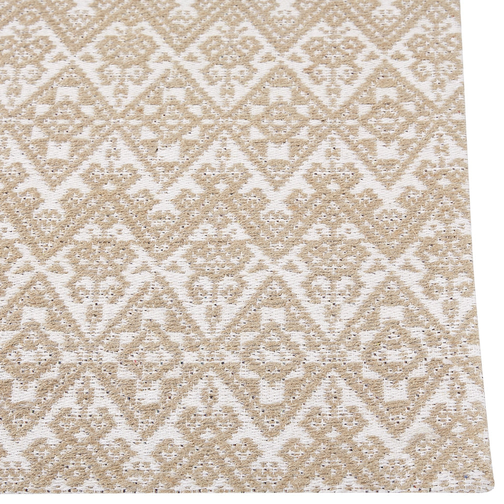 Tappeto Beige Juta 80 x 150 cm Rettangolare con motivo geometrico a trama piatta Stile Boho Camera da letto Soggiorno