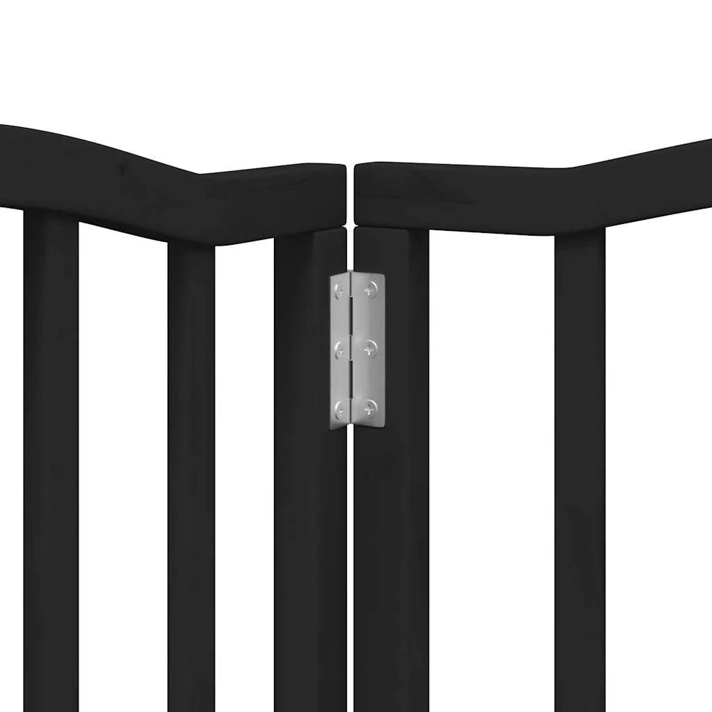 Cancelletto di sicurezza per animali domestici porta pieghevole 9 pannelli legno di pioppo nero 02_0023284