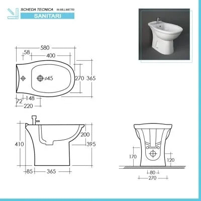 Set di sanitari serie Karla composto da wc  bidet e copriwater