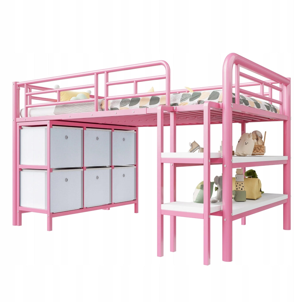 Letto singolo per bambini con spazio di archiviazione - Xylo - 90x200 - Rosa