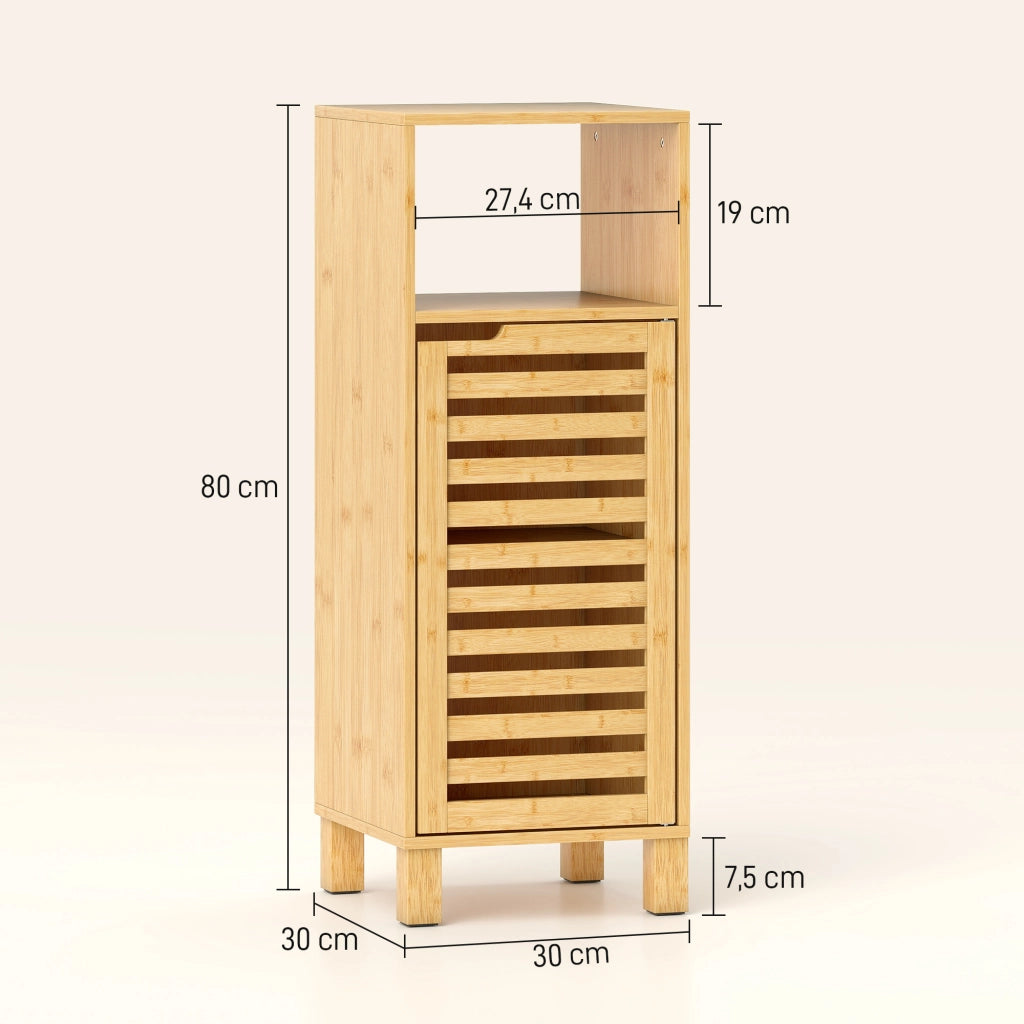 Mobile bagno a colonna in legno bamb¨´ ¨C Xylo ¨C porta a lamelle marrone chiaro