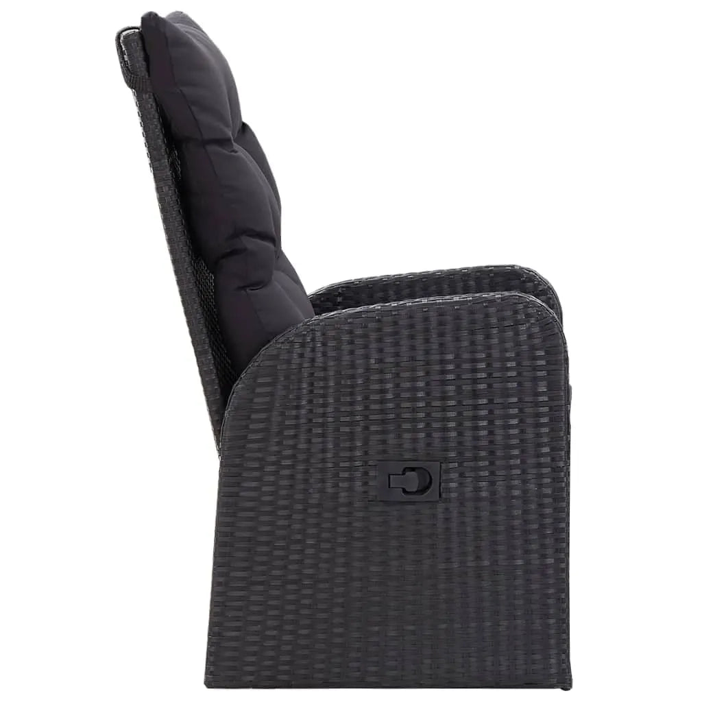 Set da Pranzo da Giardino 7 pz con Cuscini Nero 3099503