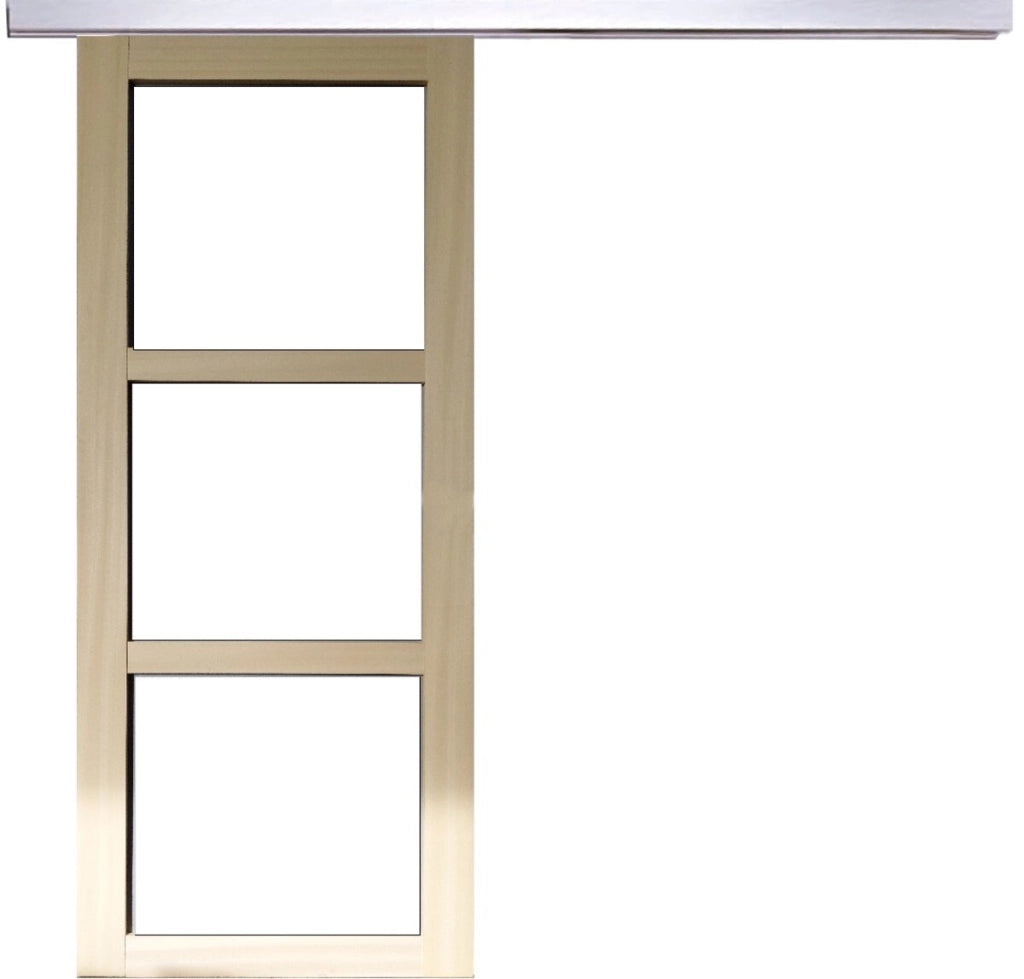 Porta scorrevole in legno Ayous Vetro trasparente H204 x L73 + Binario in alluminio senza maniglia