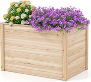Letto da Giardino Rialzato in Legno, Fioriera Elevata con Base Aperta per Piante con Radici Profonde, Fioriera in Legno Massiccio per Patio, Balcone e Giardino, 100 x 64 x 65,5 cm