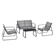 Set di mobili da giardino da 4 pezzi in acciaio rivestito in PVC nero e grigio chiaro 03_0008240