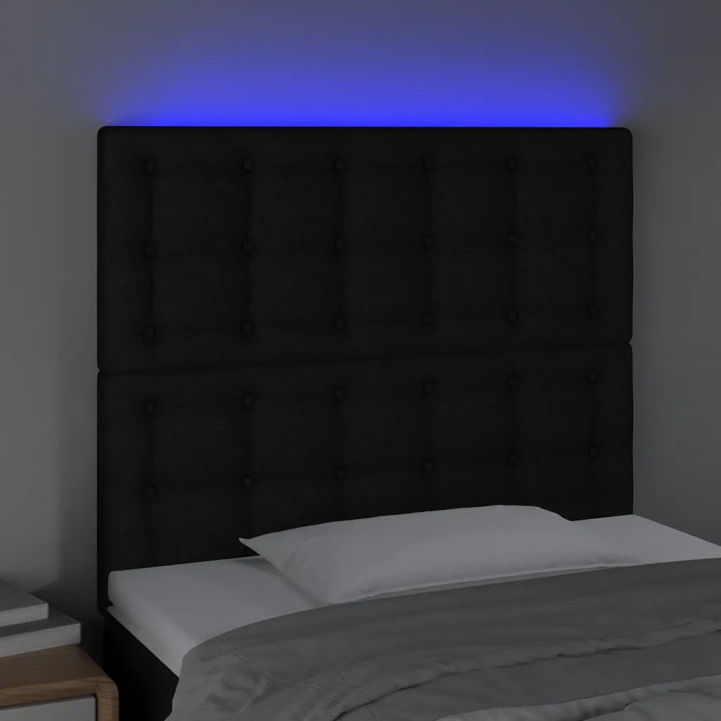 Testiera | Testata a LED Nera 80x5x118/128 cm in Tessuto