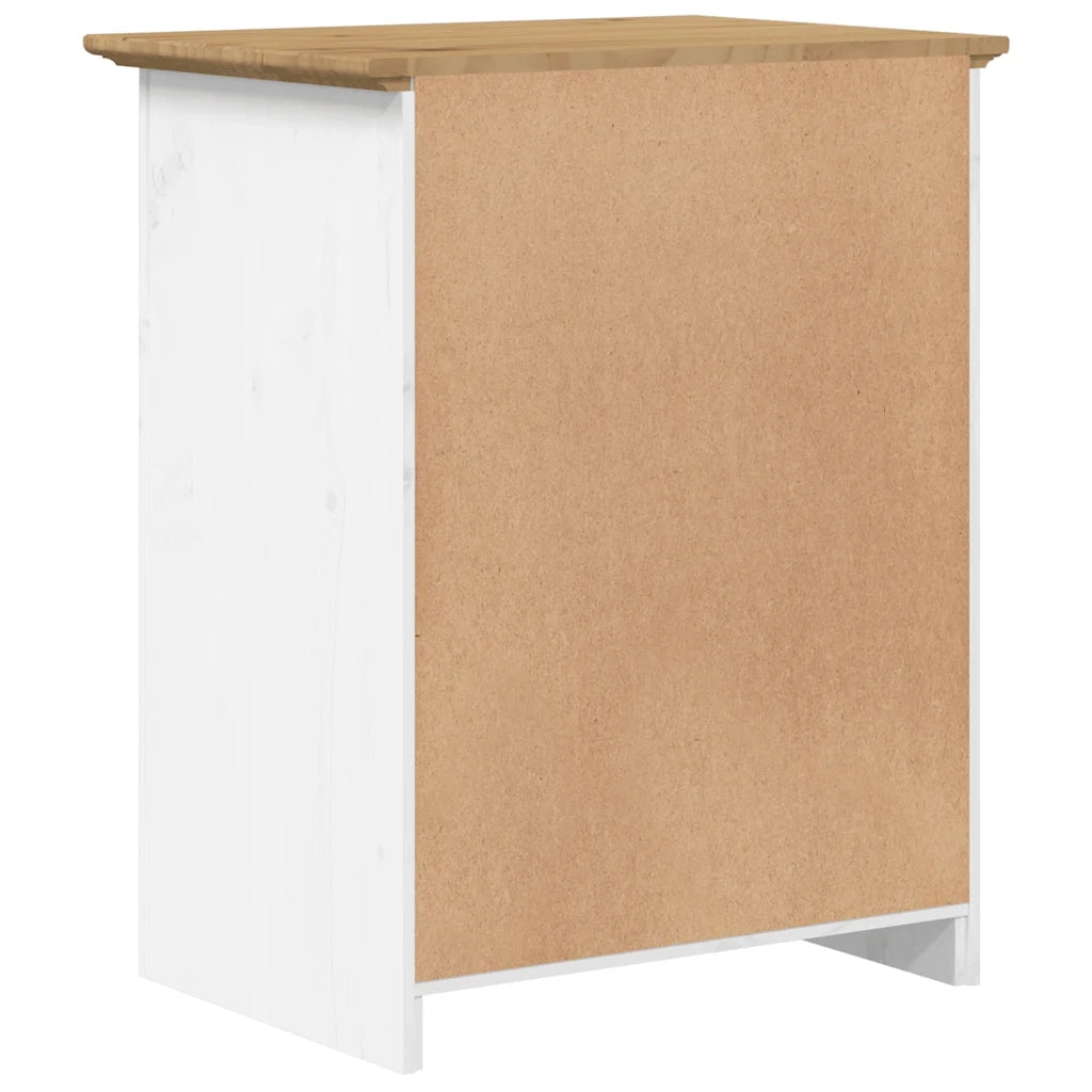 Comodino BODO 53x38,5x67 cm in Legno Massello di Pino Marrone 355054