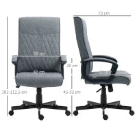 Sedia da Ufficio Girevole con Funzione Dondolo e Altezza Regolabile, 65x72x102-112.5cm, Grigio
