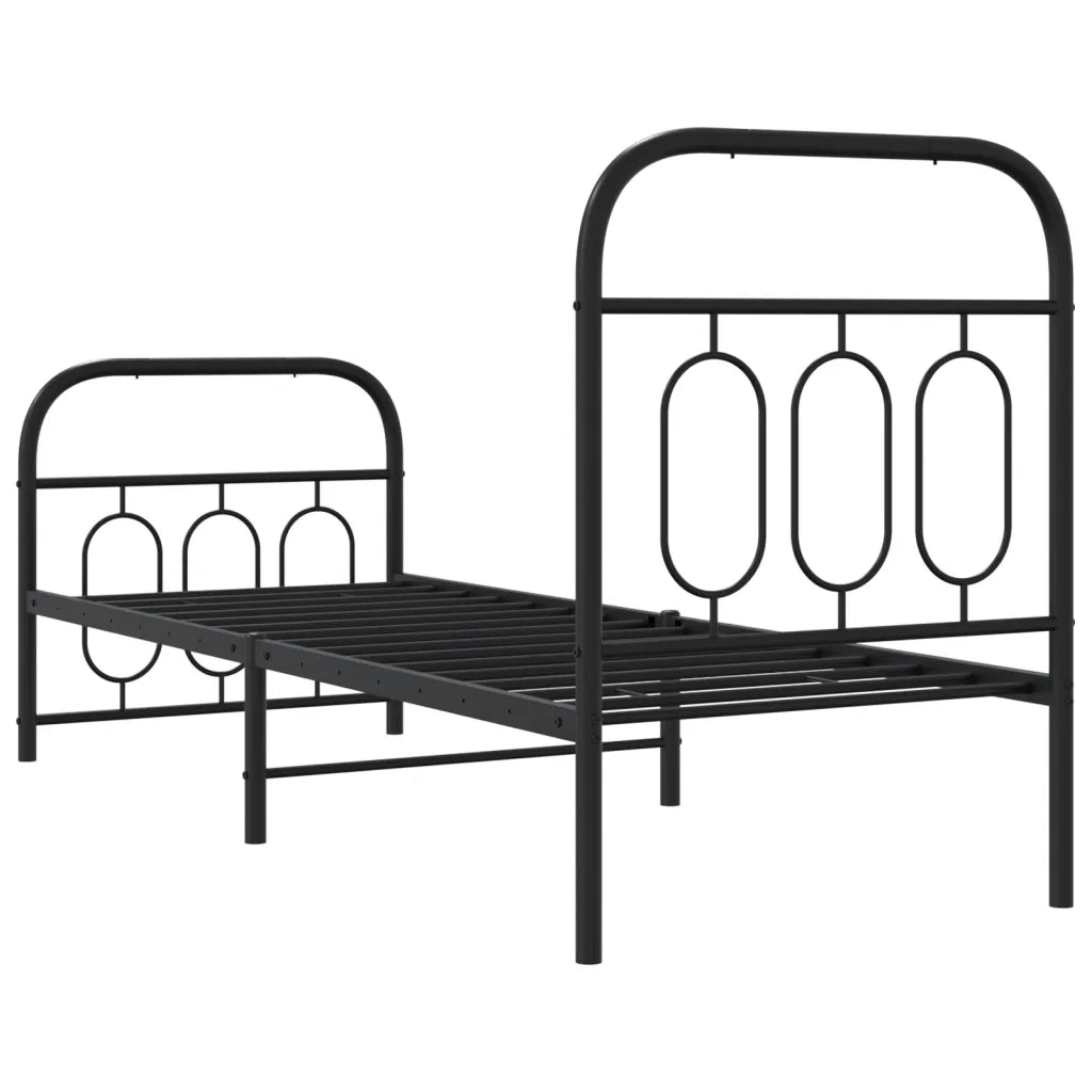 vidaXL Giroletto con Testiera e Pediera Metallo Nero 75x190 cm