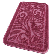 Tappeto Bagno Damascato Scendiletto Camera 50x110 Cm Morbido Assorbente Antiscivolo Porpora