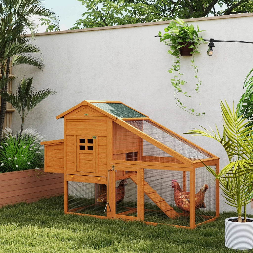 Polleria in legno con recinto ¨C Minimal ¨C 179x67x115 cm arancione