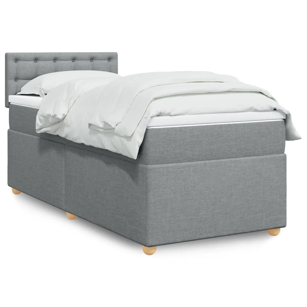 vidaXL Giroletto a Molle con Materasso Grigio Chiaro 90x190 cm Tessuto