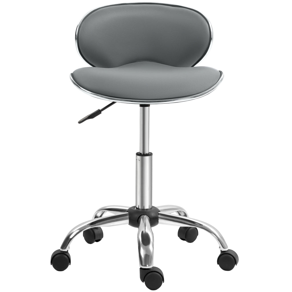 Sgabello da lavoro regolabile con schienale e ruote ¨C zephmum ¨C grigio 44-56 cm