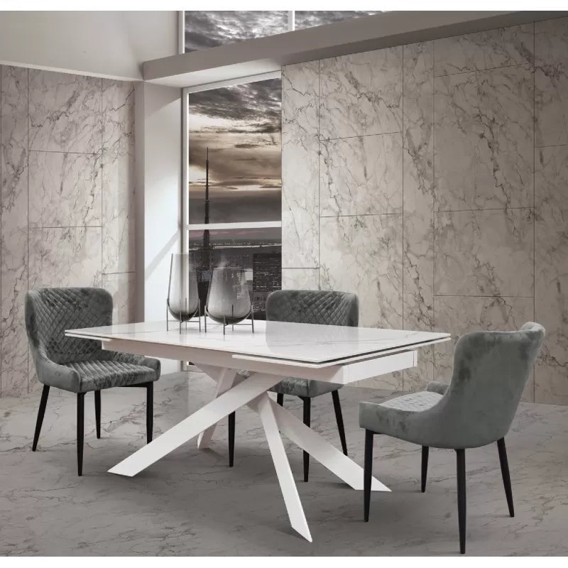 Set 4 sedie moderne design metallo imbottite velluto grigio 53x63x84 - Mobili 2G