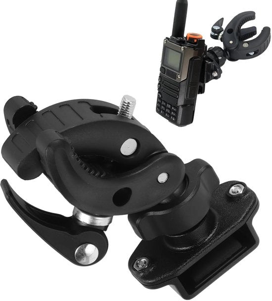 Ottimizzatore per Radio a Mano - Supporto Universale per Bicicletta - Supporto per Motore Regolabile - Supporto per Sterzo - Viti Antiscivolo - Nero, Massimo Spessore di 5,5 cm