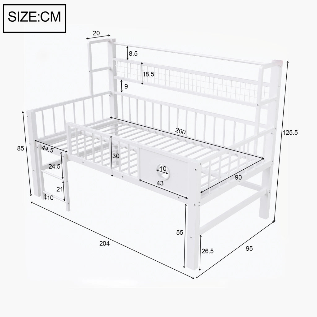 LETTO A CASTELLO BASSO 90 x 200 cm in metallo bianco