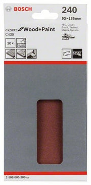 2608605309 - Set 10 Fogli abrasivi C430,93 x 186 mm, P240, EXPERT for LEGNO+VERNICE