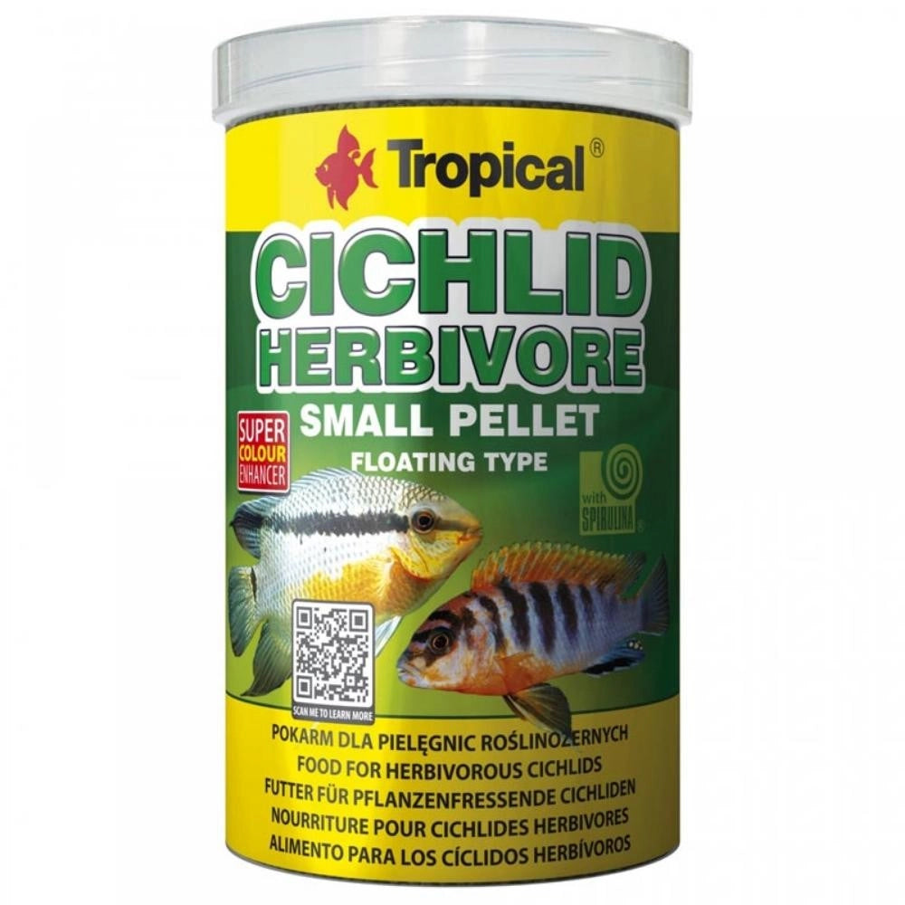 Tropical Cichlid Herbivore Small Pellet - Alimentazione Base per Ciclidi Erbivori Formato: 1000 ml