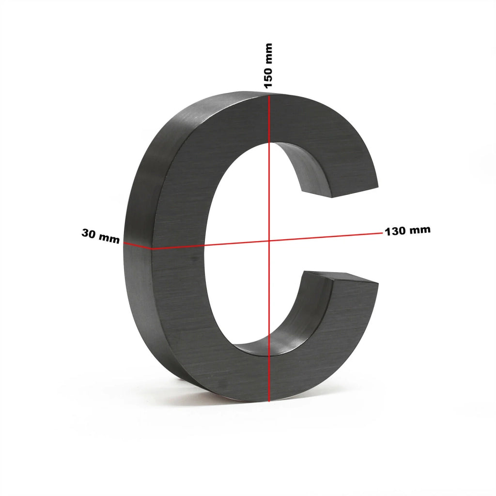 Targa con numero civico "b" Arial antracite 3D 15cm acciaio sottile resistente alle intemperie 16_0001449