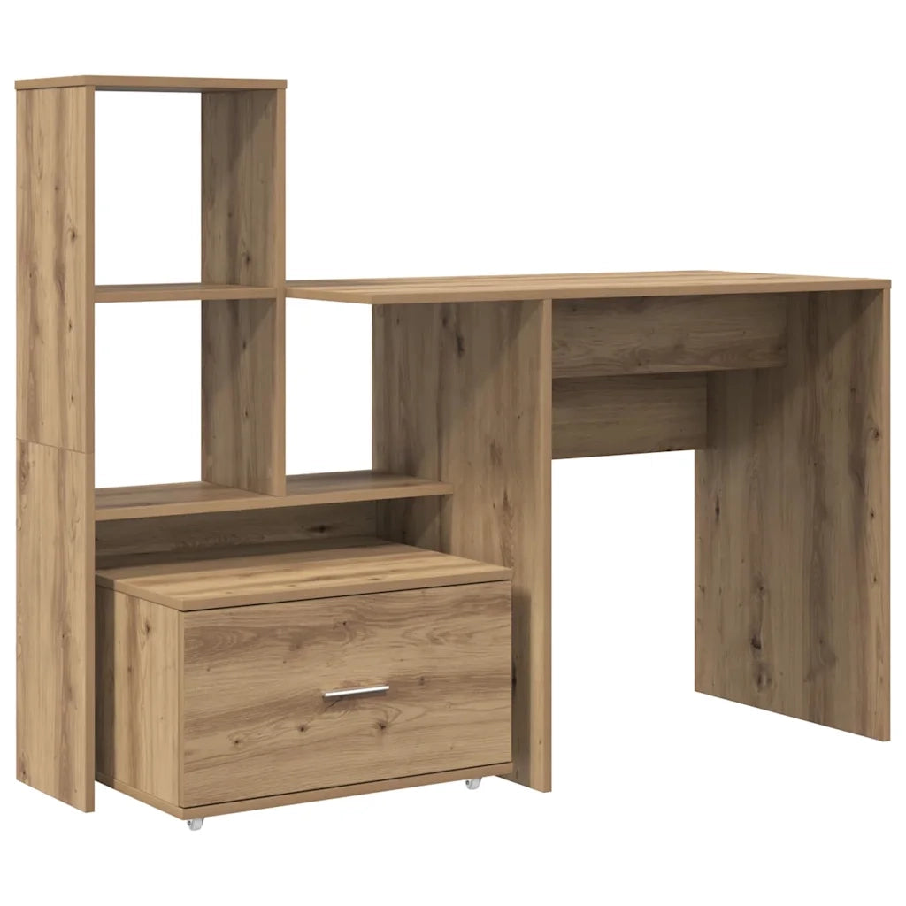 vidaXL Scrivania con cassetto rovere artigianale 131.5 x 50 x 106.5 cm