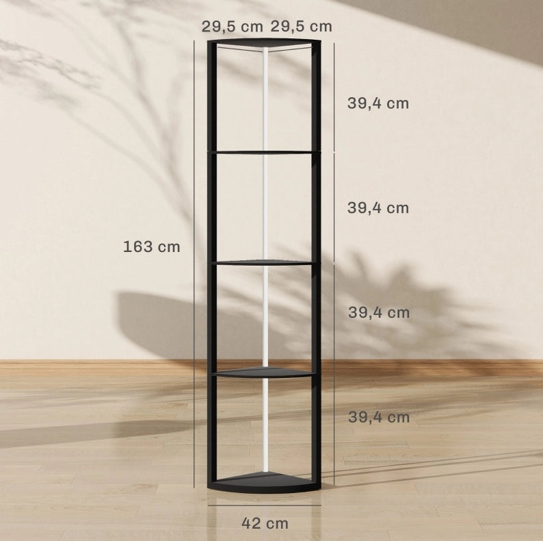 Lampada da terra LED RGB con scaffale, nera