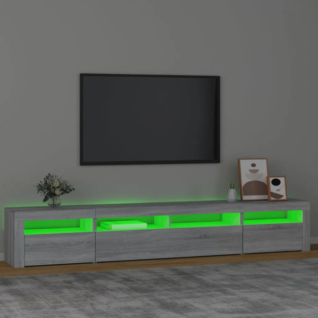 Mobile Porta TV con Luci LED Grigio Sonoma 240x35x40 cm 3152728
