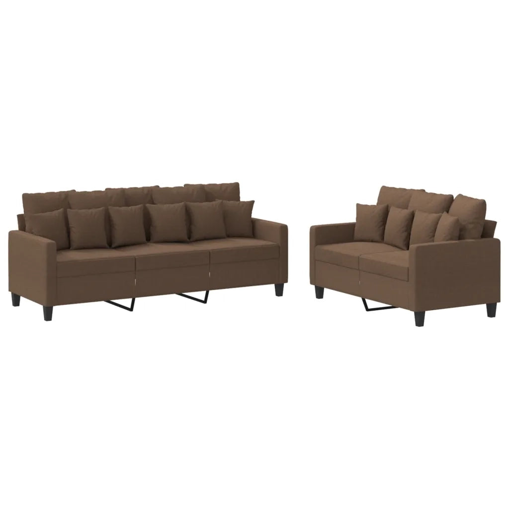 Set di Divani 2 pz con Cuscini Marrone in Tessuto 3201667