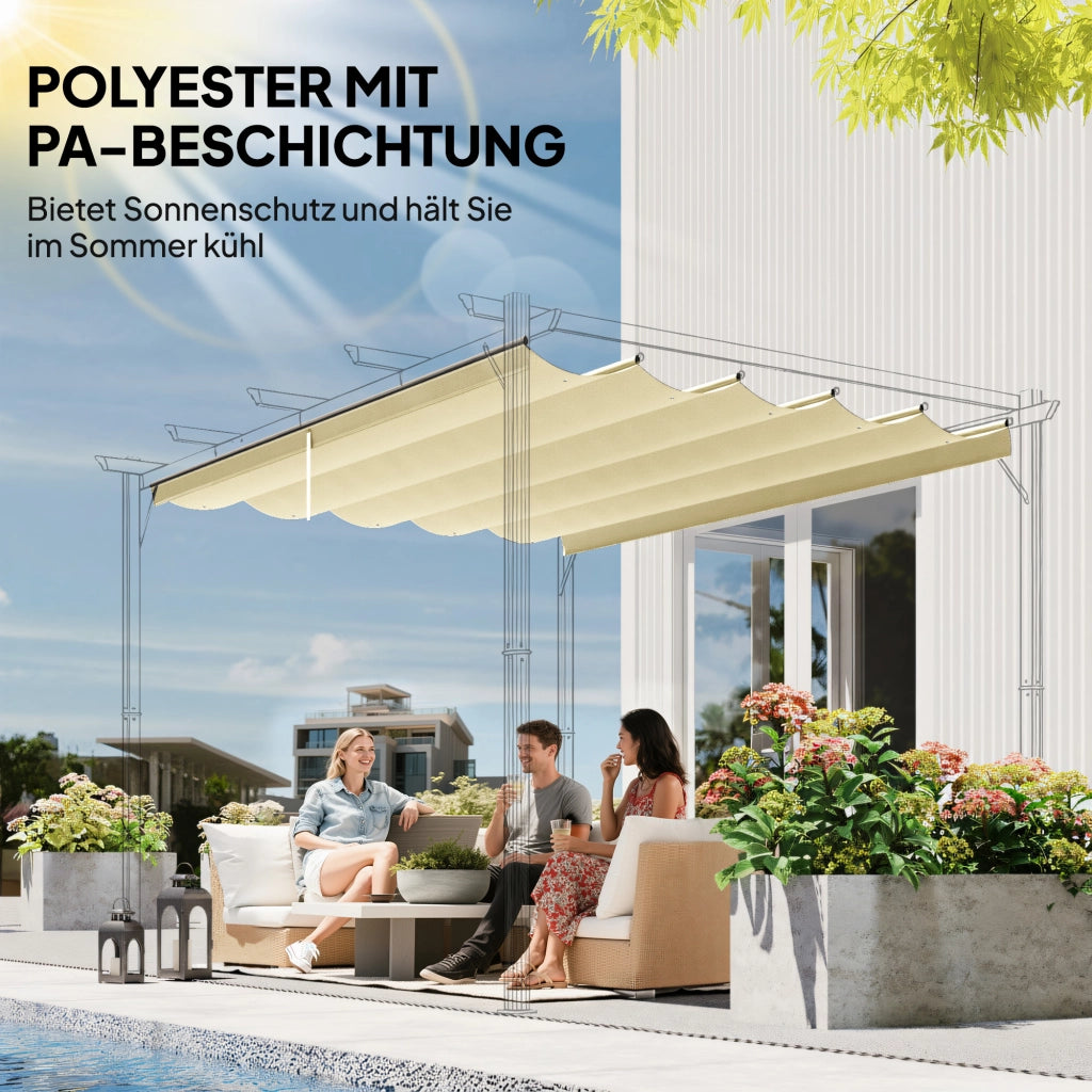 Tetto di ricambio per pergola 3x3m retrattile ¨C Xylo ¨C poliestere impermeabile 250x255cm beige