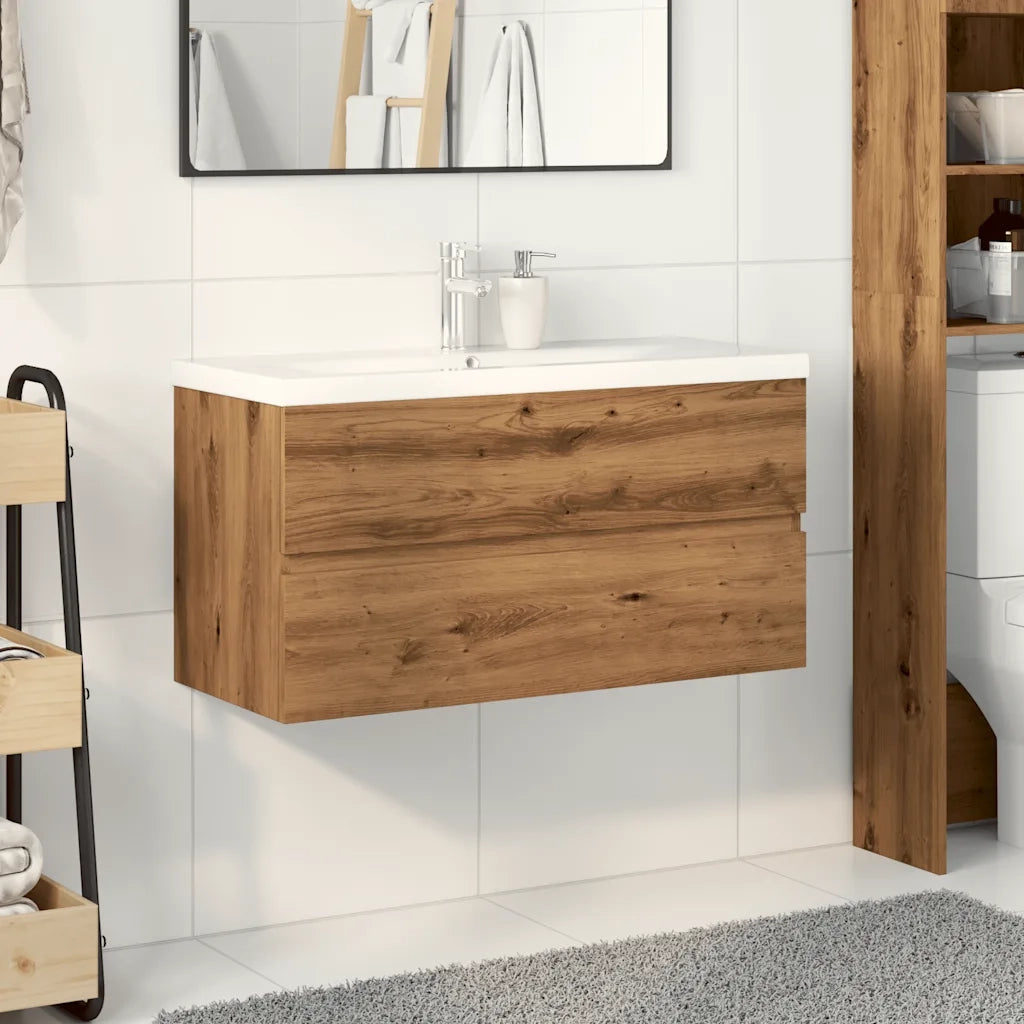vidaXL Mobile con Lavabo Integrato Rovere Artigianale