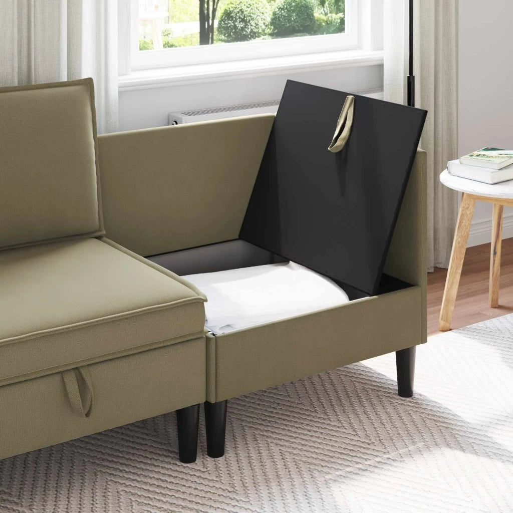 Divano Angolare con Storage Cachi Velluto 42027090