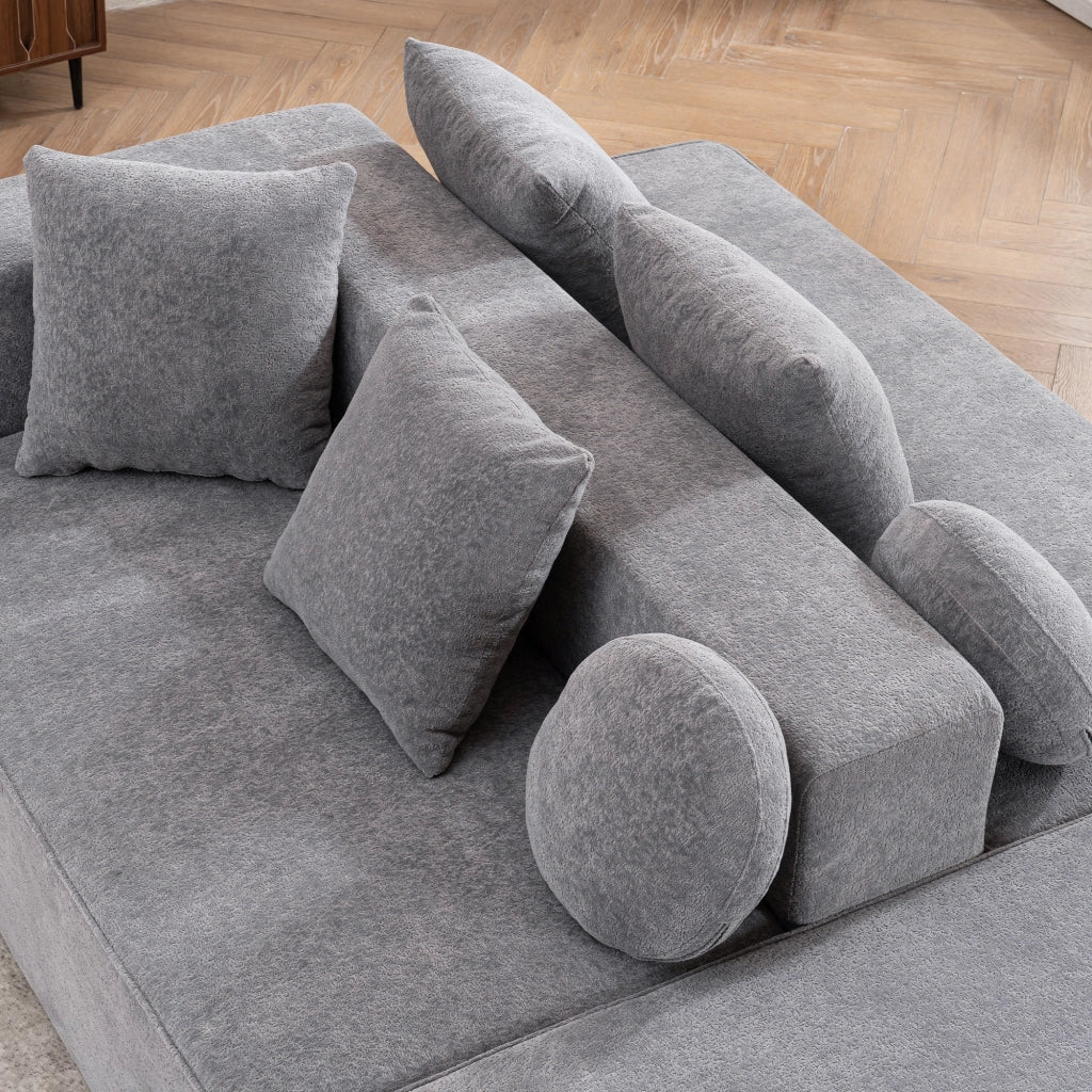 DIVANO MODULARE LETTO in Chenille Grigio senza montaggio