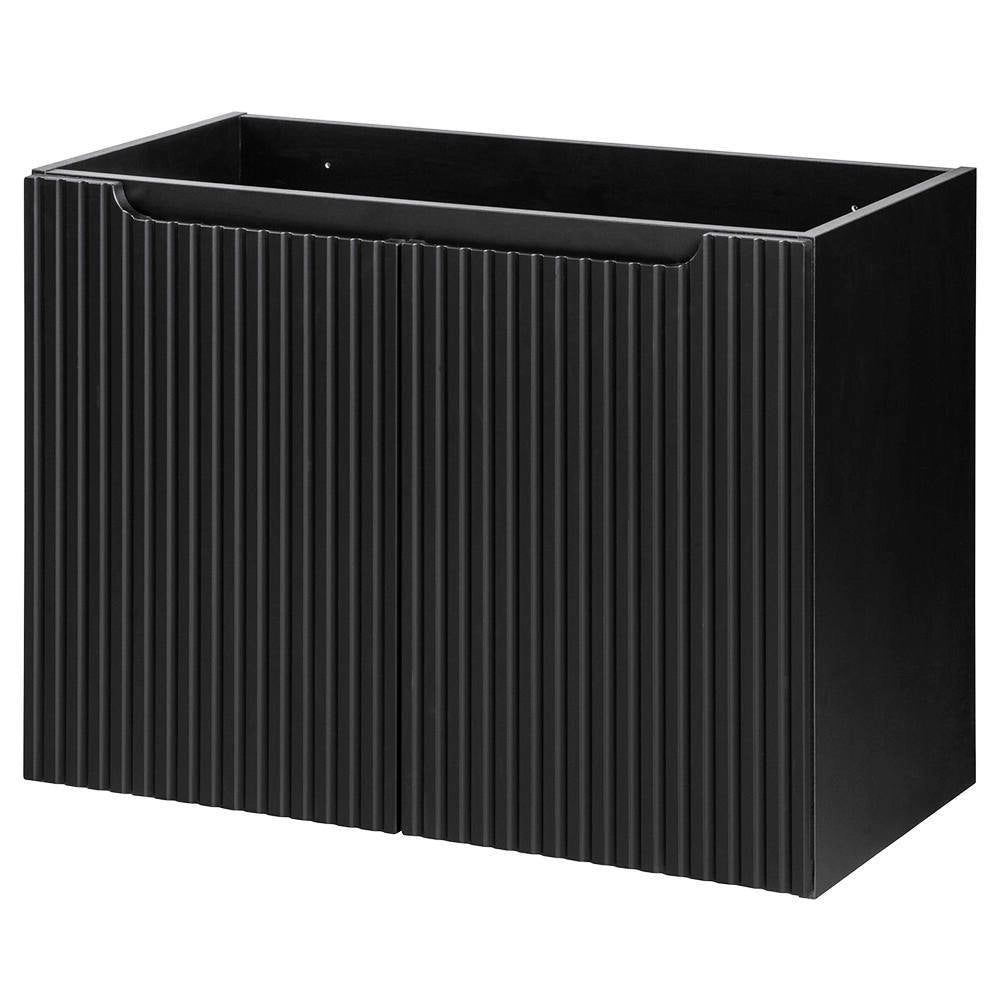 Mobile da Parete Sottolavabo NEWPORT a 2 Ante con Lavabo Ovale 80x71x40 cm - Nero/Effetto Rovere [en.casa]