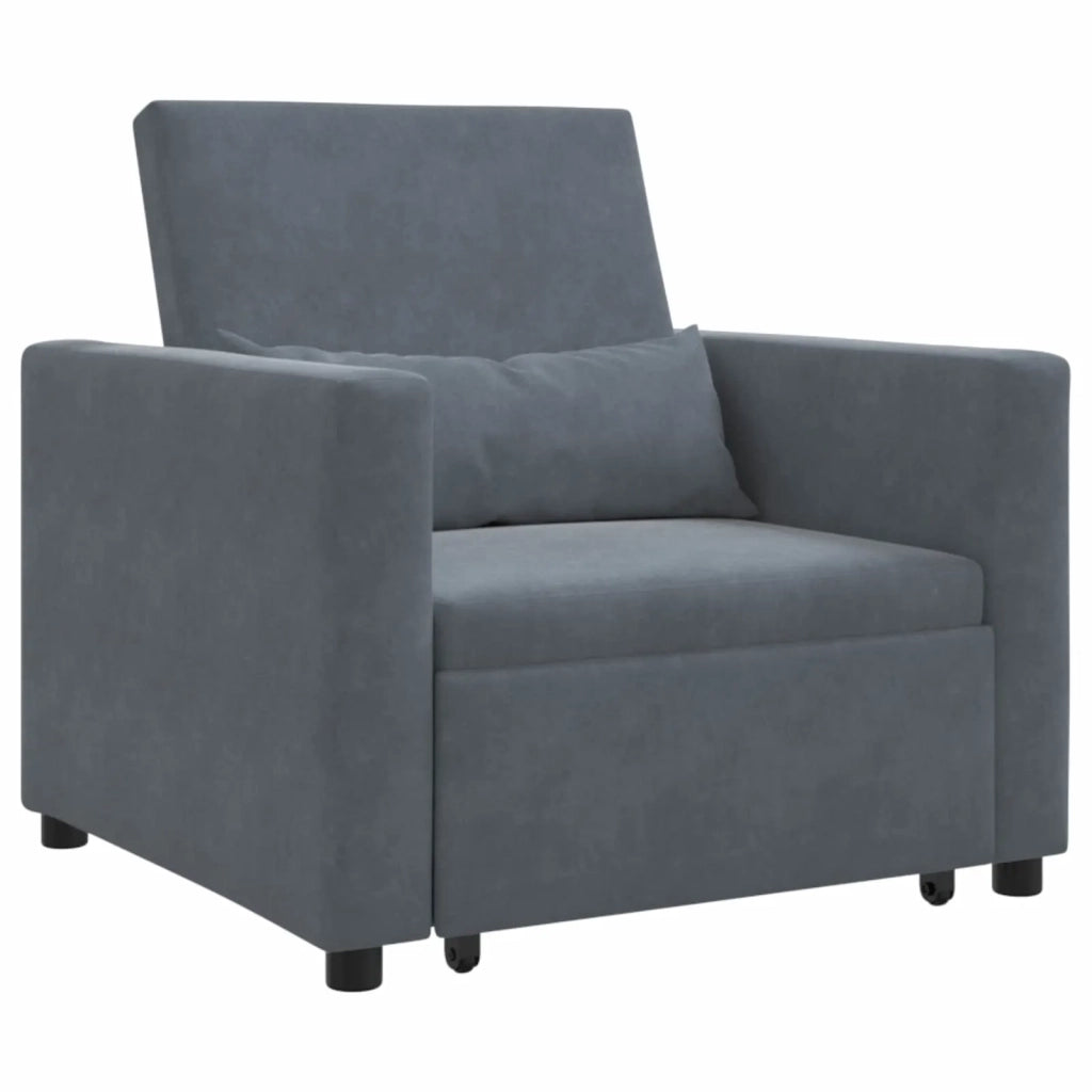 Divano letto estraibile singolo con ruote Grigio scuro Velluto 42002698