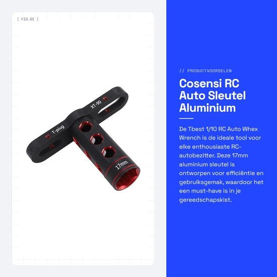 Adattatore a 17 mm in lega di alluminio - Chiave per auto RC - Leggero - Duraturo - Reparazione - Resistenza alla deformazione - Chiave a molettoni